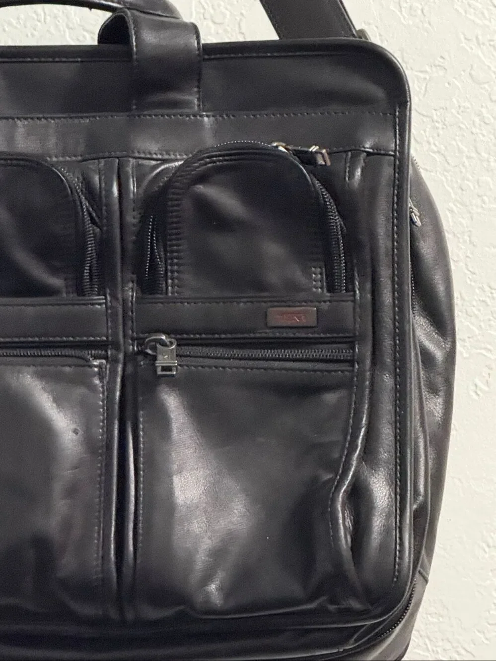 Tumi Leather Expandable Organizer Laptop Briefcase Large 18x13